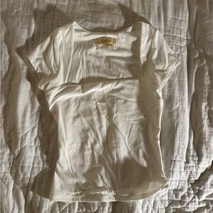Women's Square Neck Short Sleeve White Top Size XS